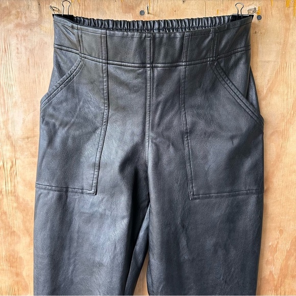 Spanx Leather-Like Jogger Pant Black Faux Leather Pocket High Waist 20283R - Picture 4 of 14